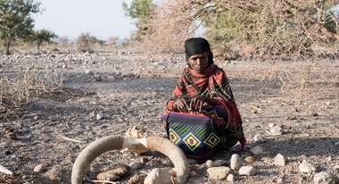 Zahara Ali Mohammed has lost most of her entire livestock because of the drought – only 10 goats are left.