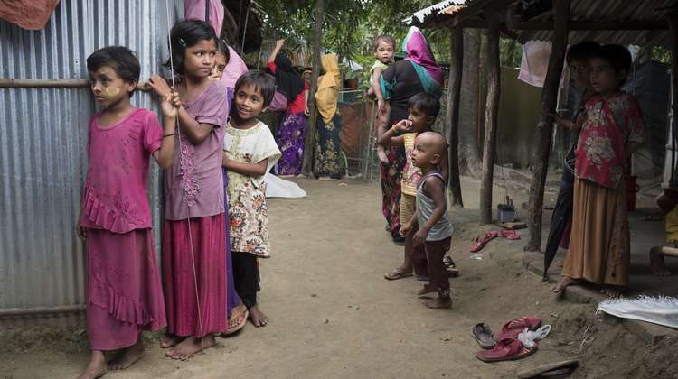 Rohingya children in Leda refugee camp in August 2018.