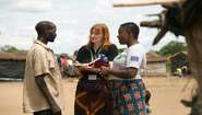 Sandra Schuckmann-Honsel in conversation with people in Malawi