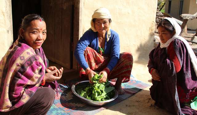Women in a village in the Salyan district, Nepal