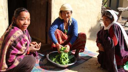 Women in a village in the Salyan district, Nepal