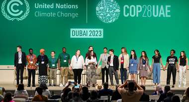 Speakers during event at the UN Climate Change Conference COP28 on December 10, 2023.