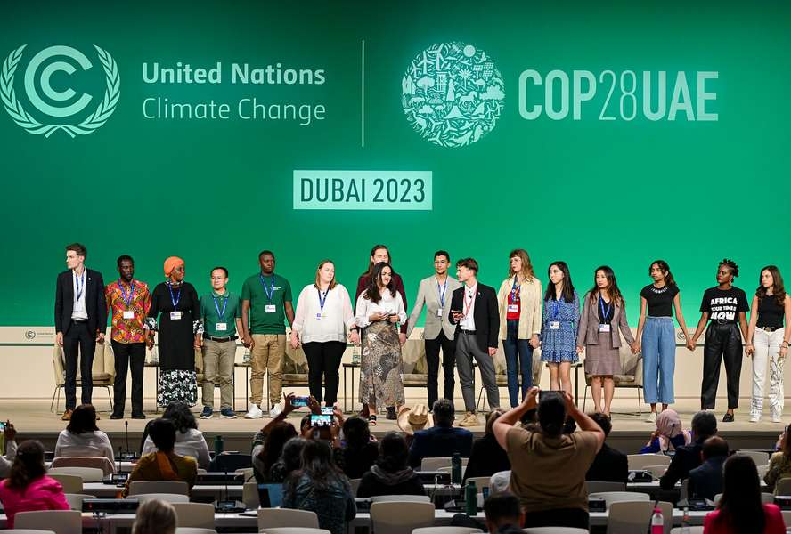 Speakers during event at the UN Climate Change Conference COP28 on December 10, 2023.