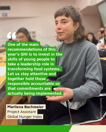 Statement Marilena Bachmeier Marilena Bachmeier: Invest in the skills of young people to take a leadership role in transforming food systems.
