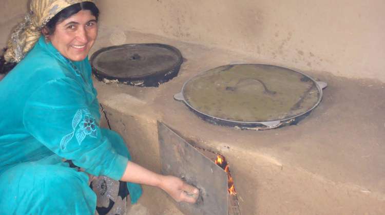 Traditional stoves and ovens are heated with firewood or animal dung.