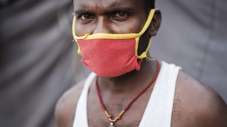 Man with mask in Delhi, India