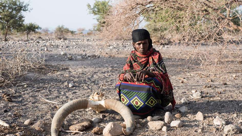 Zahara Ali Mohammed has lost most of her entire livestock because of the drought – only 10 goats are left.