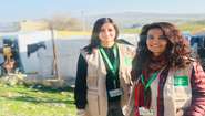 Jessica Kühnle and her colleague in a camp for Yazidi refugees in Turkey