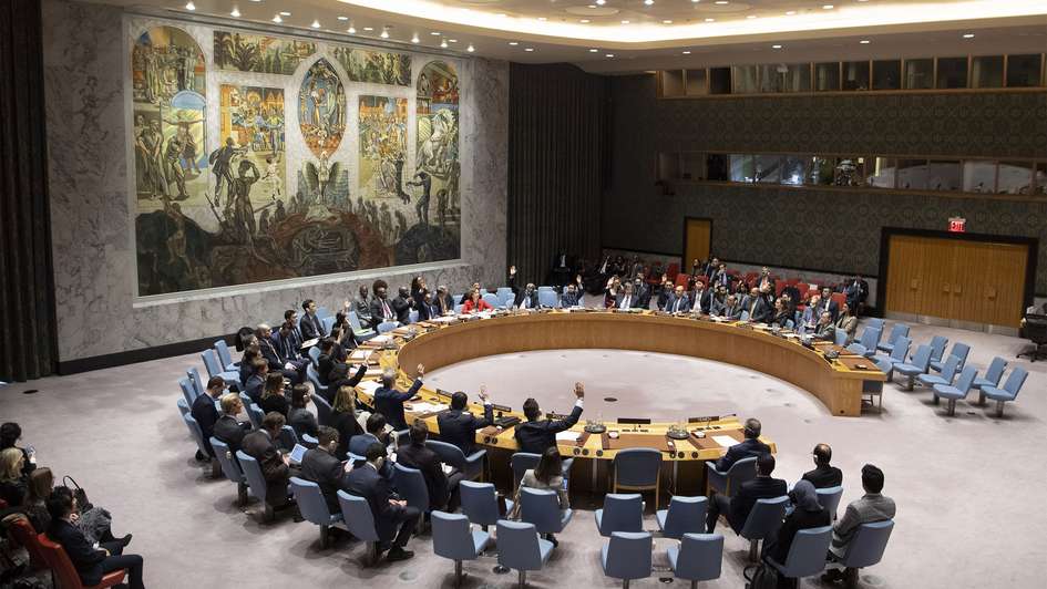 Members of the Security Council voting by show of hands