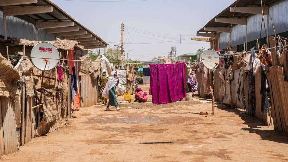 Street in refugee camp in Sudan
