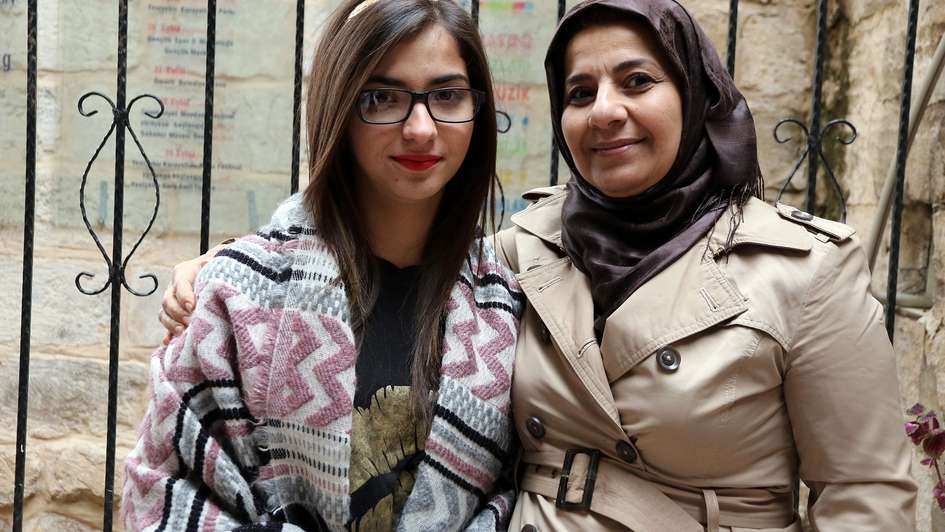 Two Syrian women in Mardin, Turkey
