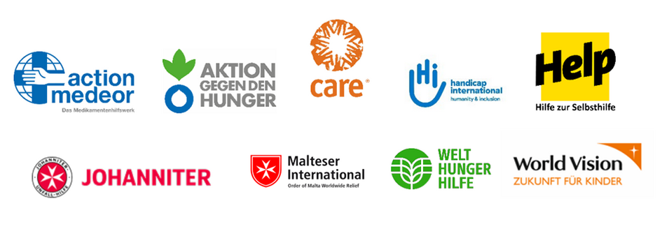 Logo-Collage unterzeichnender Hilfsorganisationen