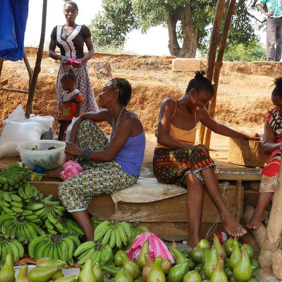 Market women and their stall.