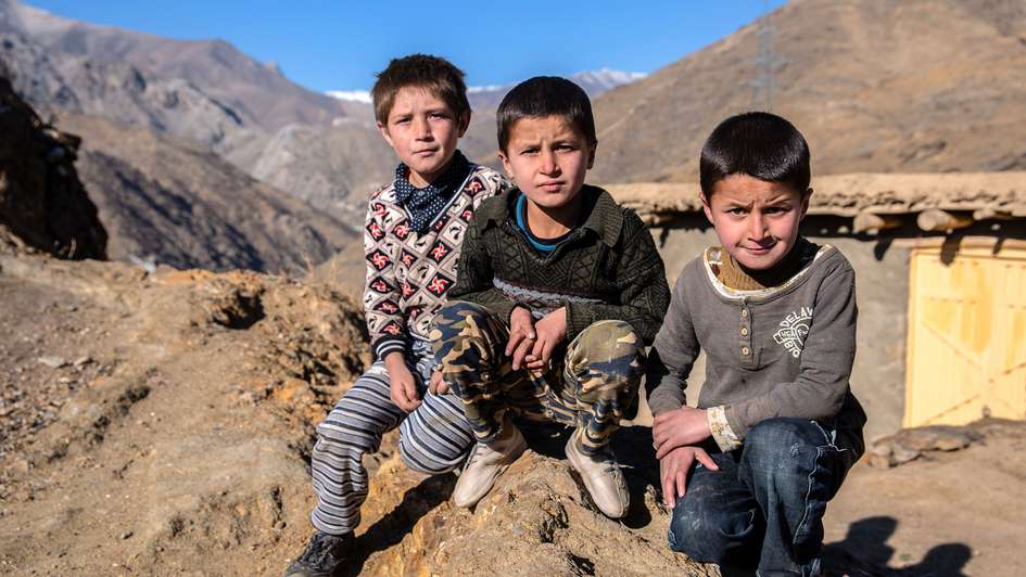 Children in the mountains of Afghanistan's Parwan province