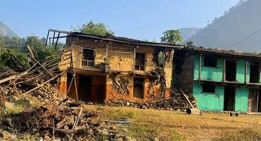 Destroyed homes after the earthquake in Nepal in 2023.