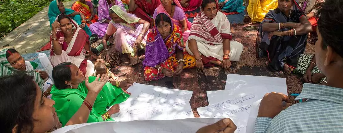 Frauengruppe der Women's Federation in Jharkand, Indien