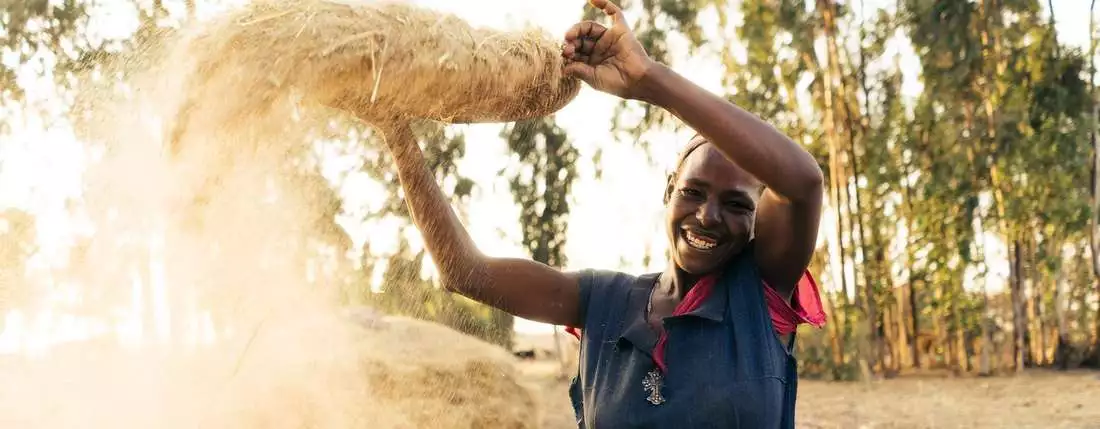 A farmer from Sodo, Ethiopia, working on her field