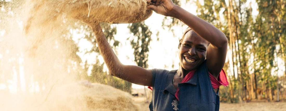 A farmer from Sodo, Ethiopia, working on her field