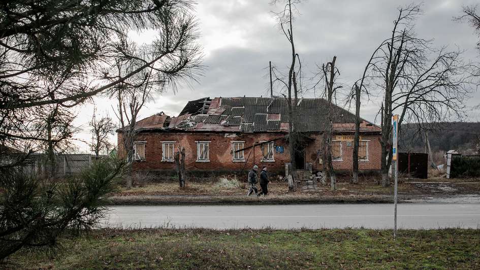 Destroyed homes in Ukraine