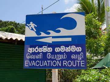 A sign in Sri Lanka east coast: evacuation route