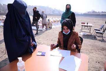 Women are registering for food distribution